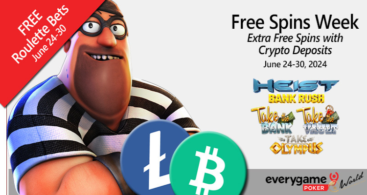 Everygame Poker Offers Extra Free Spins with Crypto Deposits During Free Spins Week