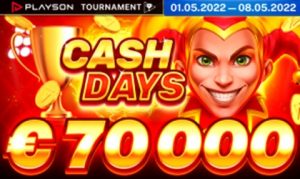 Playson announces May CashDays online slots tournament with 70k prize pool; signs new content deal with Admiral Croatia