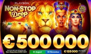 Playson to deliver online slots portfolio to German operator PlatinCasino; Non-Stop Drop 500k network promotion to kick off on August 1st